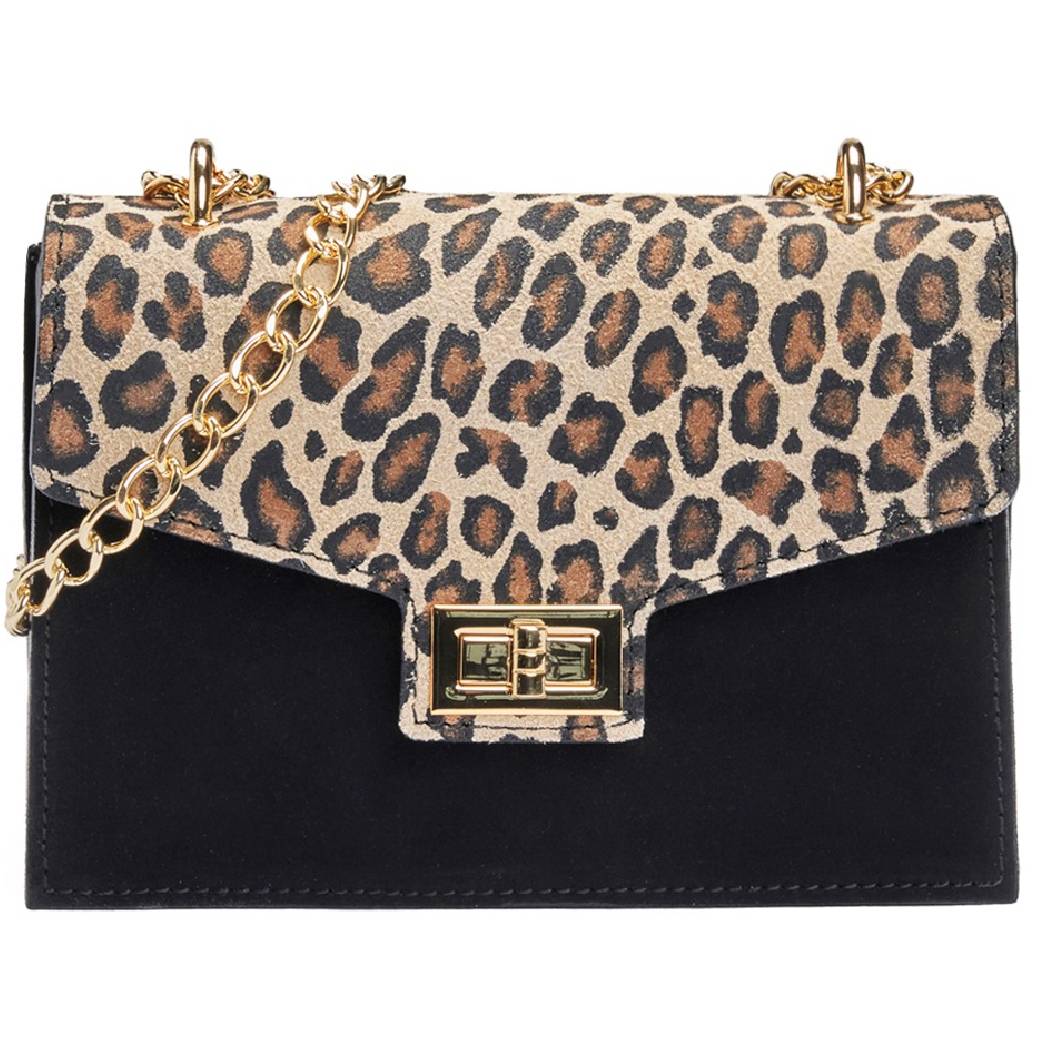 Leopard Print Leather Crossbody Bag