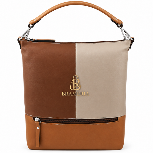 Multicolor Brown Leather Convertible Bag