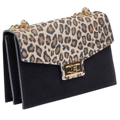 Leopard Print Leather Crossbody Bag