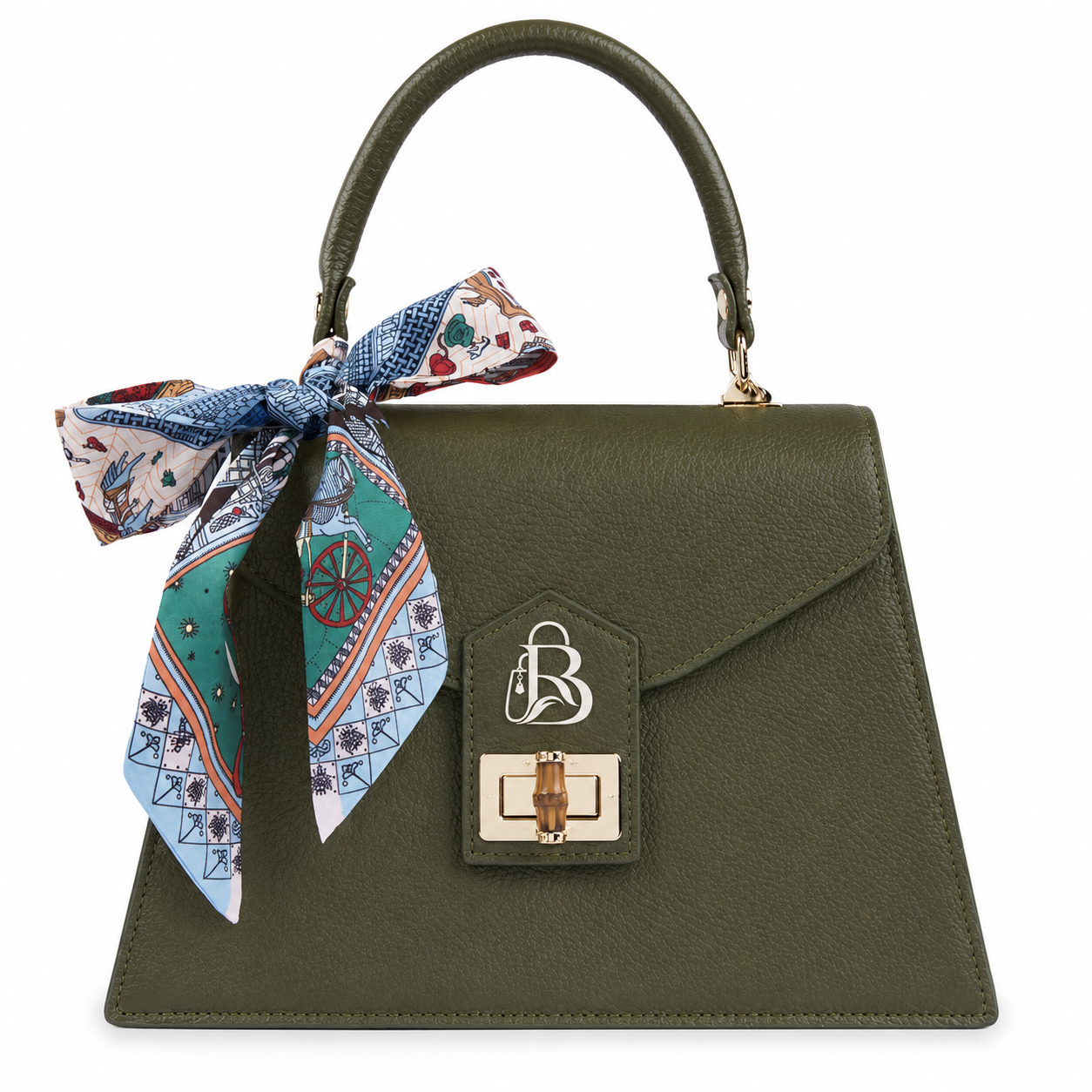 Green Hammered Leather Evening Clutch