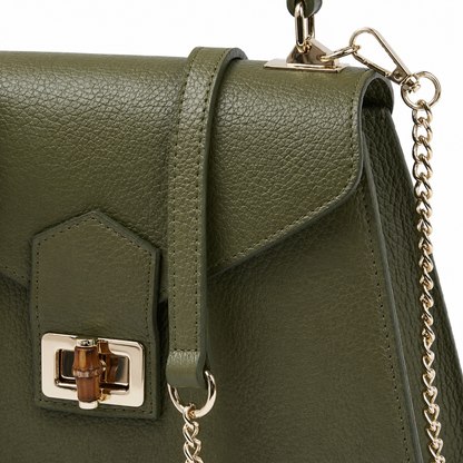 Green Hammered Leather Evening Clutch