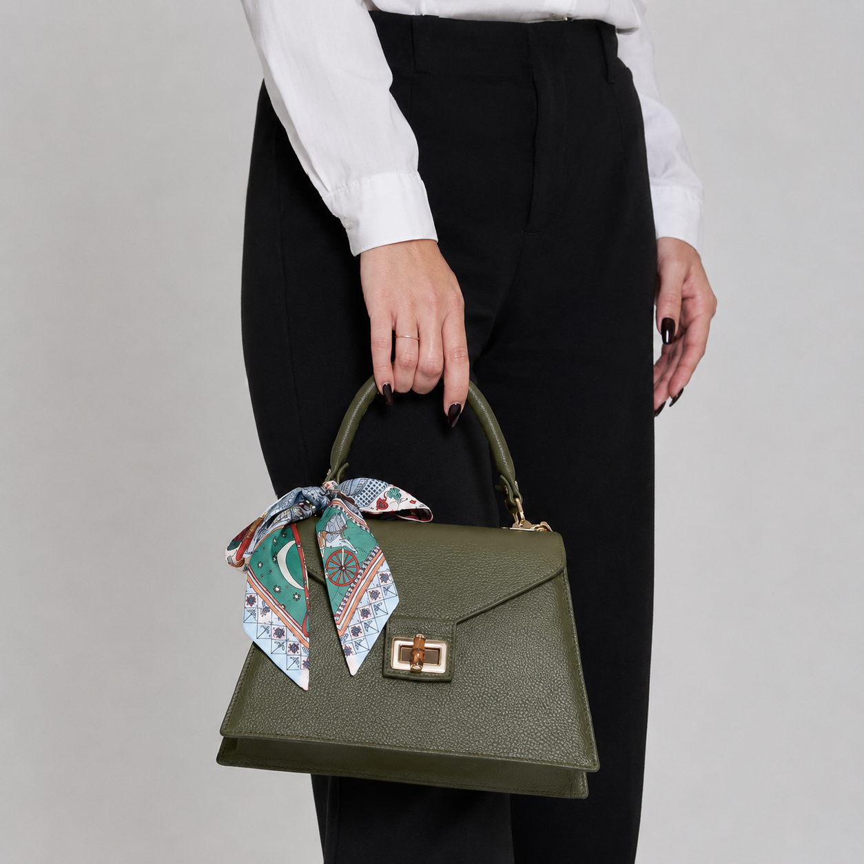 Green Hammered Leather Evening Clutch