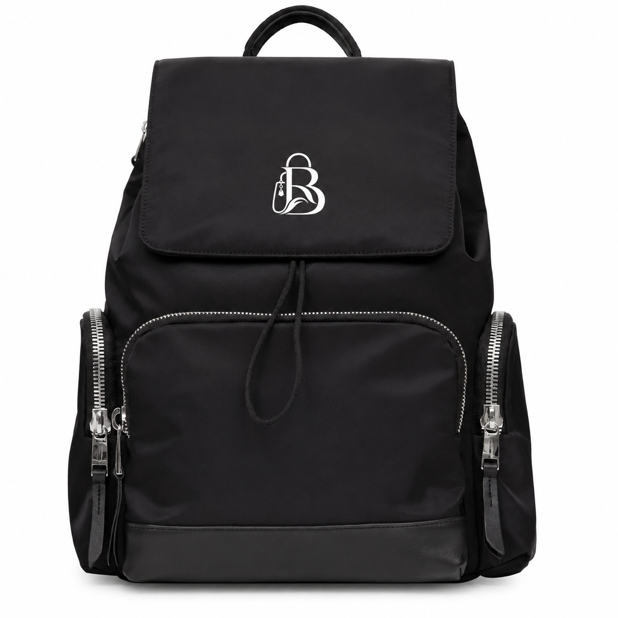 Drawstring Laptop Backpack - Black