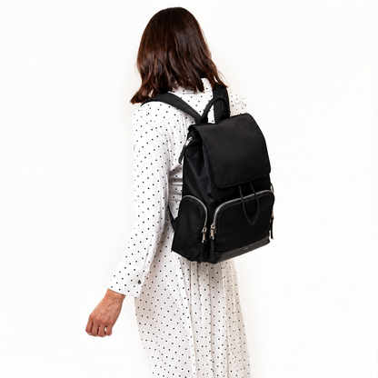Drawstring Laptop Backpack - Black