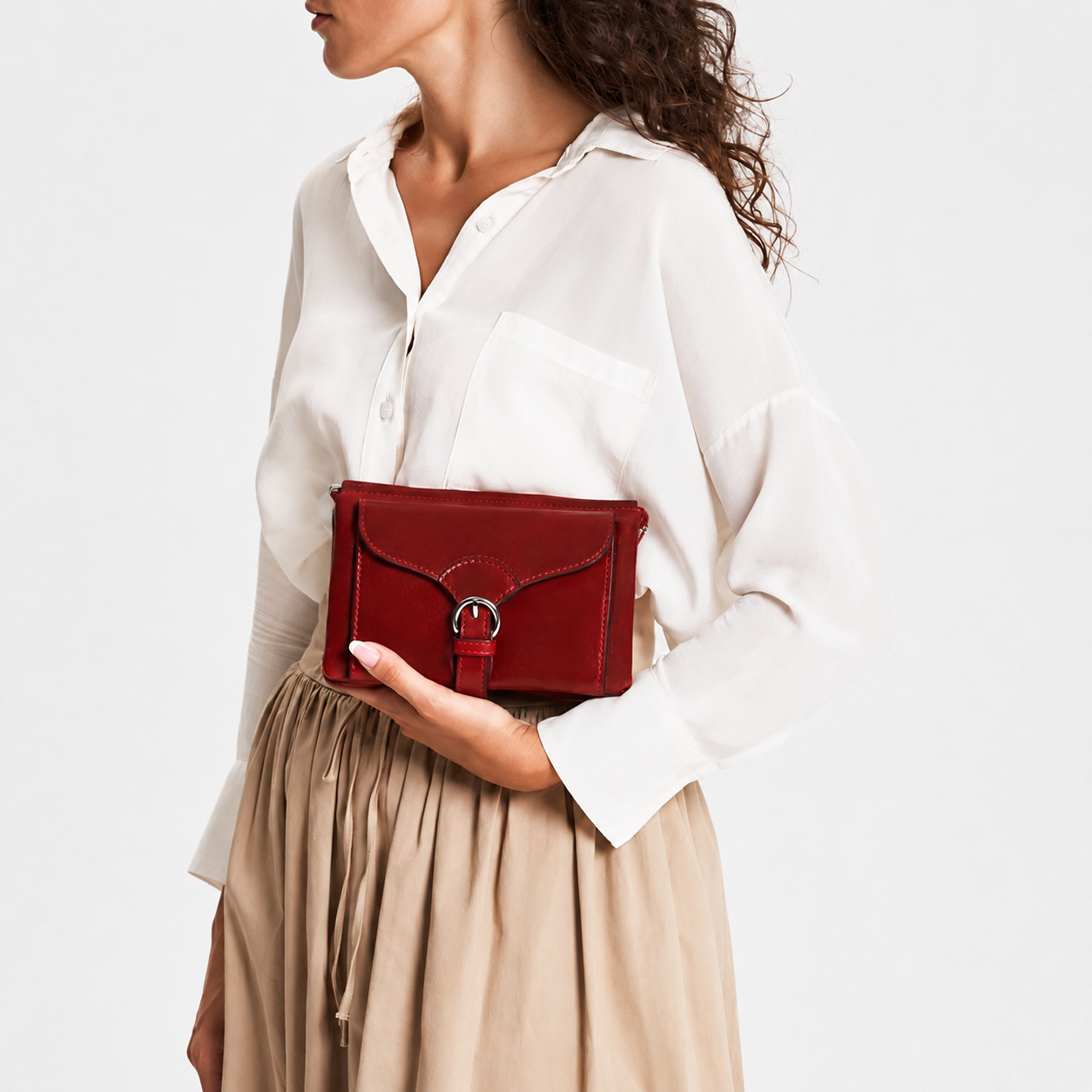 Red Leather Crossbody Bag & Clutch