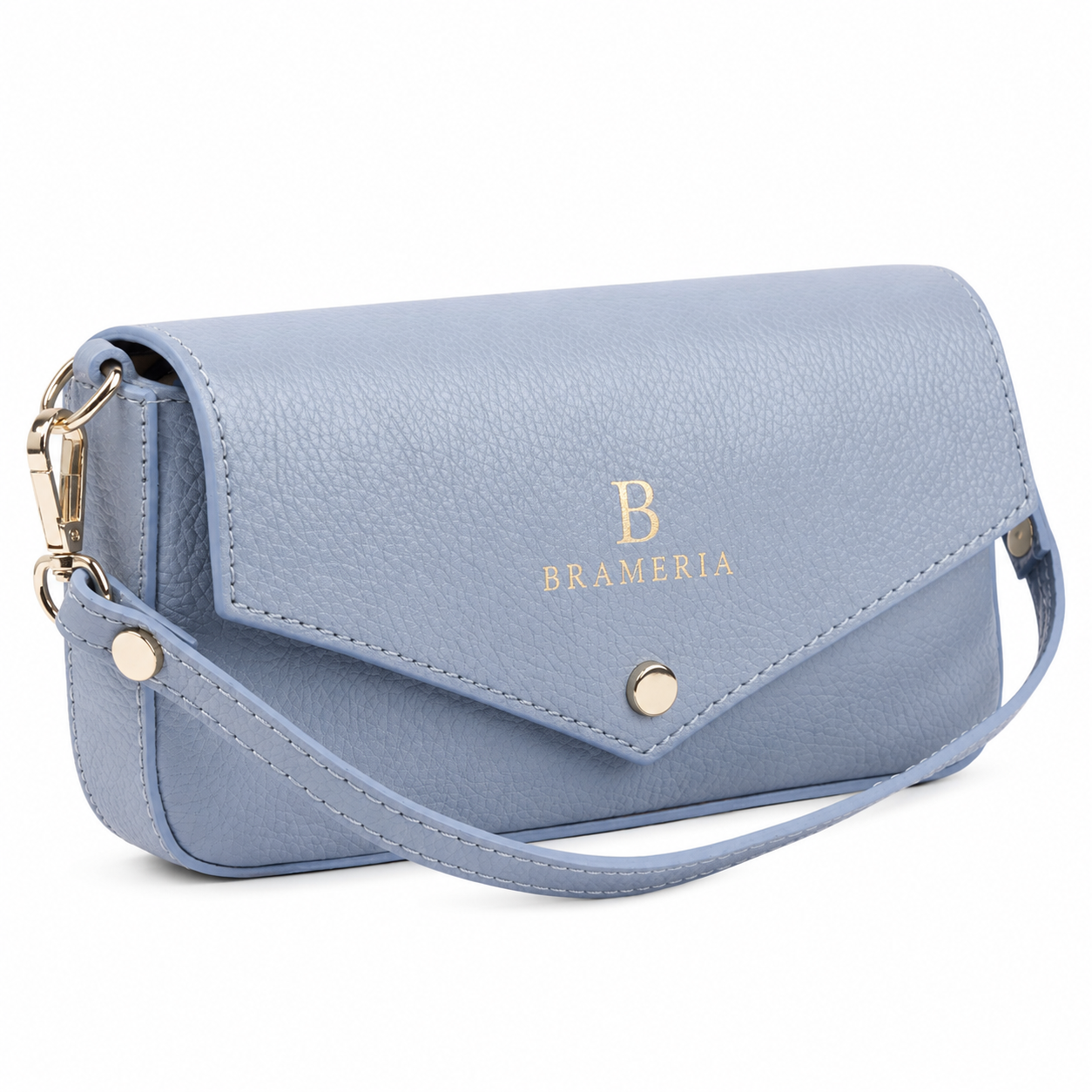 Light Blue Leather Crossbody Clutch