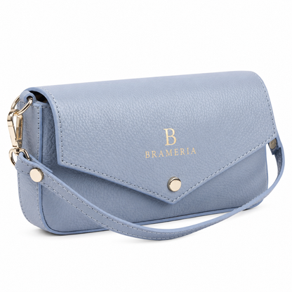 Light Blue Leather Crossbody Clutch