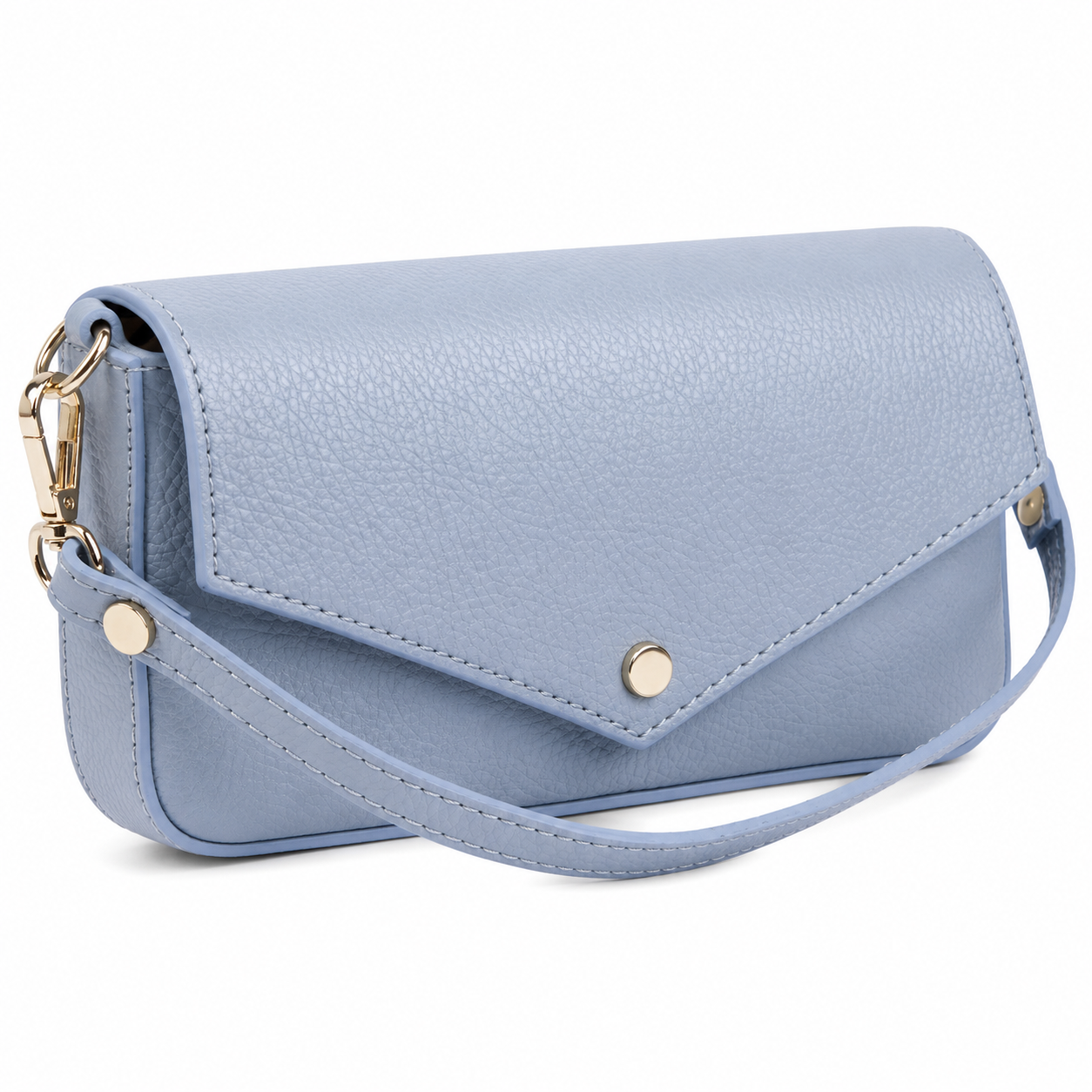 Light Blue Leather Crossbody Clutch